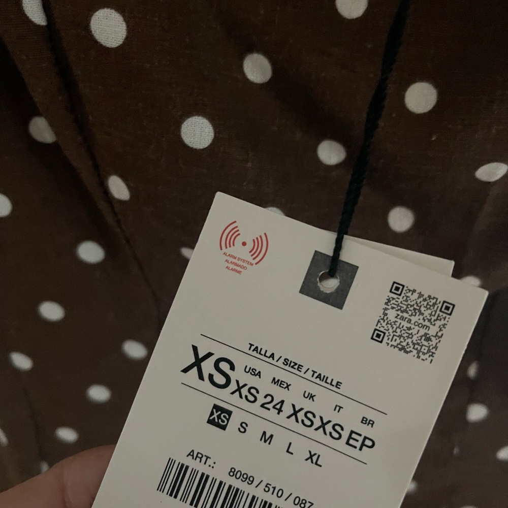 NWT Zara Chocolate Brown Polka Dot Dress - Picture 3 of 3